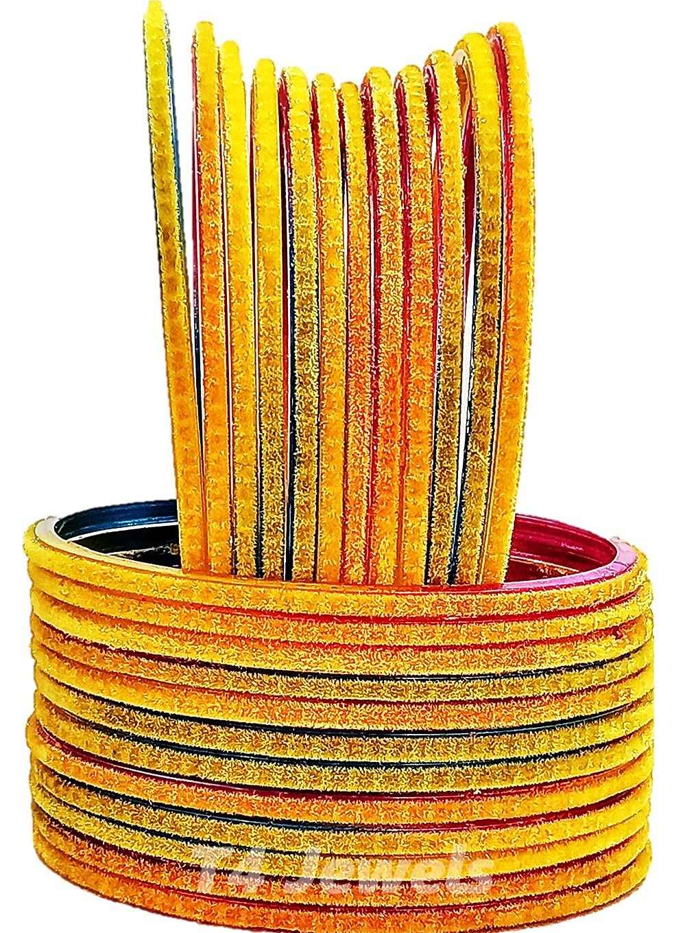 T4 Jewels Velvet Glass Bangles Set On Occasion Of Birthdays, Parties & Functions For Women & Girls- (Pack Of 24) Multi-Colour T4 Jewels