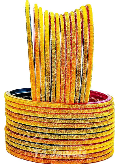 T4 Jewels Velvet Glass Bangles Set On Occasion Of Birthdays, Parties & Functions For Women & Girls- (Pack Of 24) Multi-Colour T4 Jewels