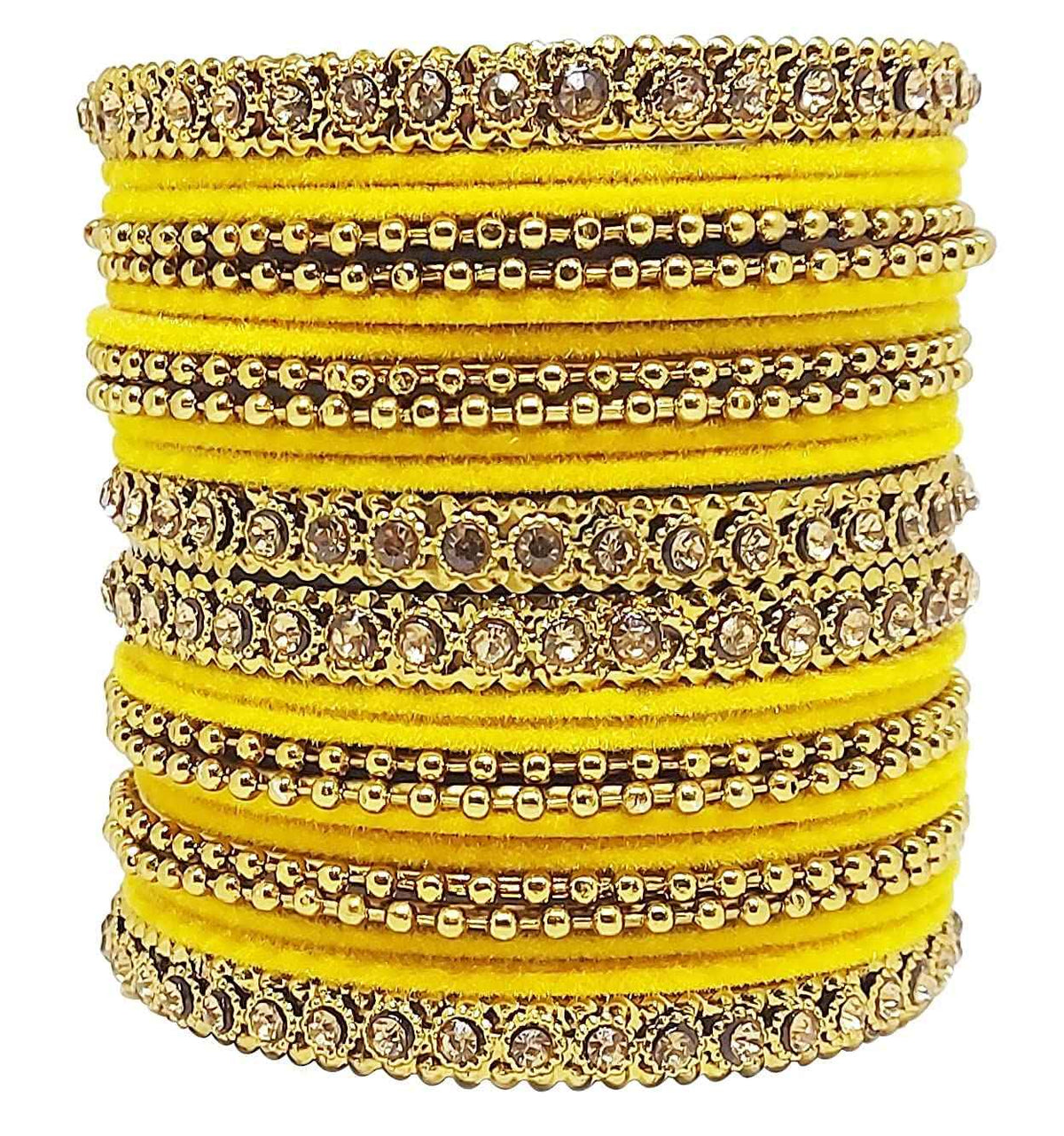 T4 Jewels 18k Gold Plated Celebrity Inspired Zircon Stones & Beads Studded Metal Bangles Set For Women & Girls - 64NO T4 Jewels