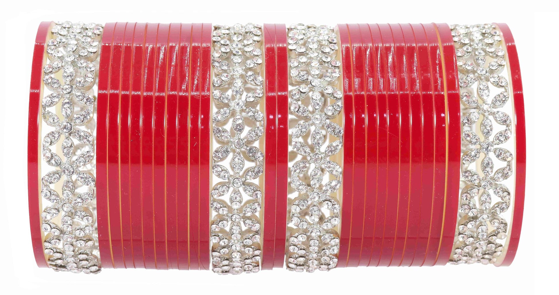 T4 Jewels Stylish Red Chuda Set For Women & Girls with Zircon Diamond Stone | Women's Bangles Chooda | Bridal Chuda Set Design Wedding, Party, Marriage | Fashion Jewellery T4 Jewels