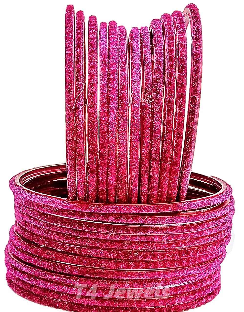 T4 Jewels Velvet Glass Bangles Set On Occasion Of Birthdays, Parties & Functions For Women & Girls- (Pack Of 24) Dark Rani T4 Jewels