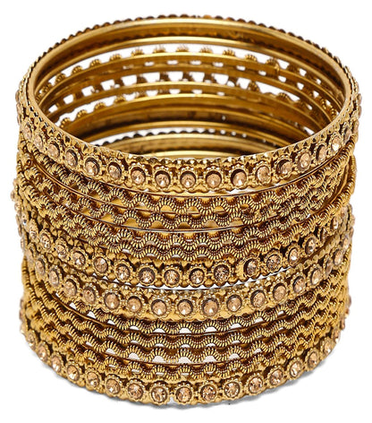 Shining Diva Fashion Latest Antique Gold Plated Stylish Traditional Bangle for Women (Set of 12) 2.6 T4 Jewels
