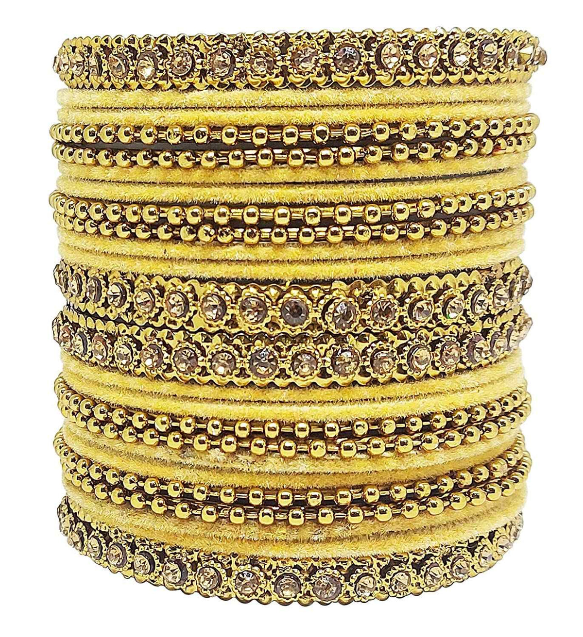 T4 Jewels 18k Gold Plated Celebrity Inspired Zircon Stones & Beads Studded Metal Bangles Set For Women & Girls - 64NO T4 Jewels