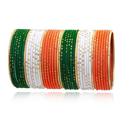 T4 Jewels Tricolor Bangles With Golden Shiny Bangles