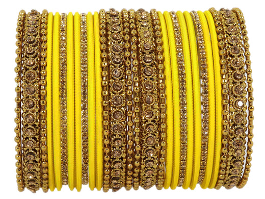 T4 Jewels Metal With Zircon Gemstone Studded Glossy Finished Traditional Bangle set