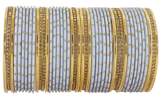 T4 Jewels Non-Precious Metal Base Metal with Zircon Gemstone Studded worked Spread with Glitter Glossy Finished Bangle Set For Women and Girls