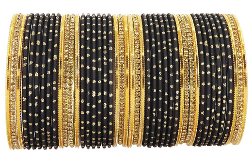 T4 Jewels Non-Precious Metal Base Metal with Zircon Gemstone Studded worked Spread with Glitter Glossy Finished Bangle Set For Women and Girls