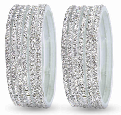 T4 Jewels Stylish Glass Diamond Bangles Set For Women & Girls | White Stone Bangles | Bangles For Women Glass | Bangles For Wedding, Party, Function, Daily use | Kanch ki Chudiyan- Set of 12