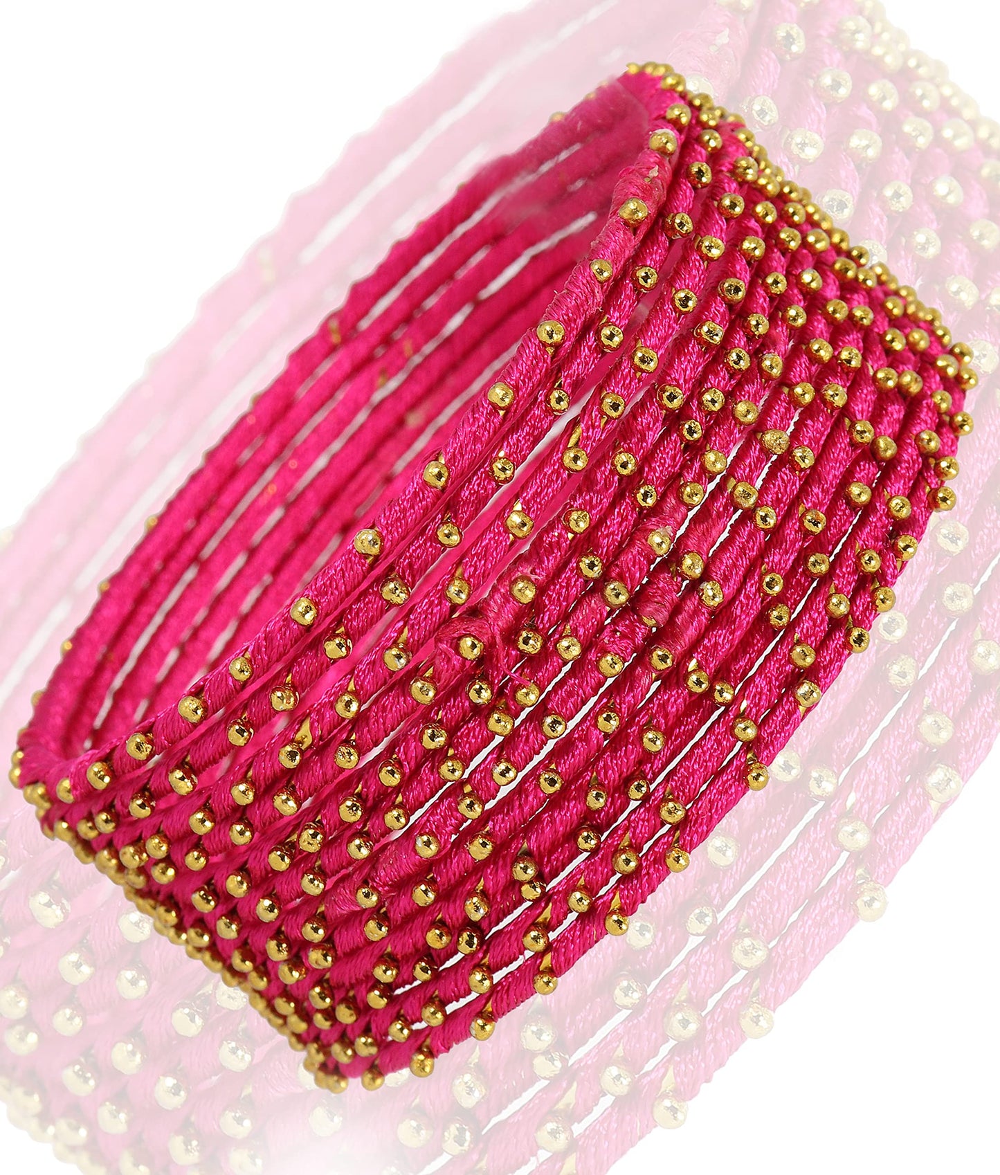 T4 Jewels Non-Precious Metal with Silk thread and Linked with Ball stone Glossy Finished Bangle Set For Women and Girls