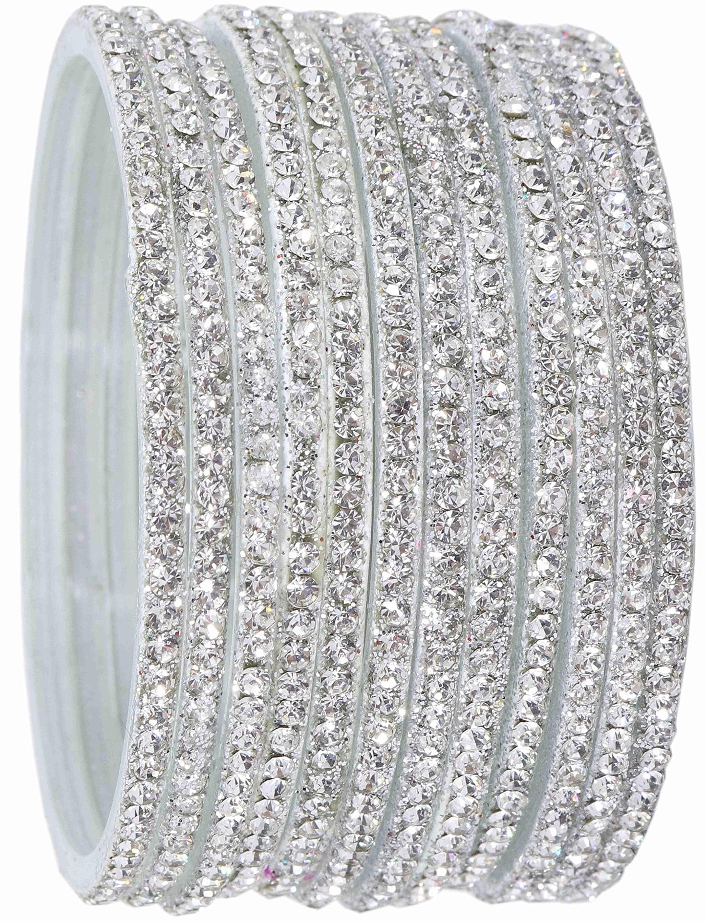 T4 Jewels Stylish Glass Diamond Bangles Set For Women & Girls | White Stone Bangles | Bangles For Women Glass | Bangles For Wedding, Party, Function, Daily use | Kanch ki Chudiyan- Set of 12