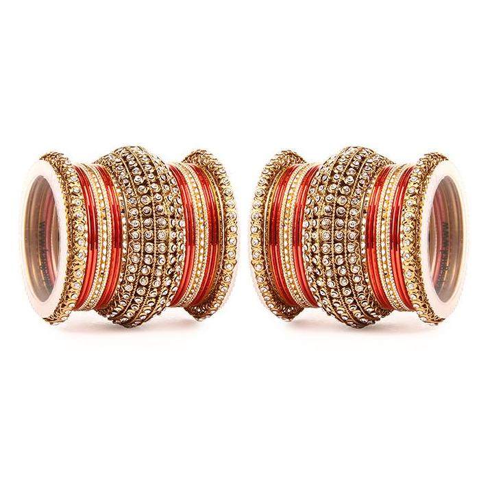 Set of 2 Colored Chakri Shining Bangle Set