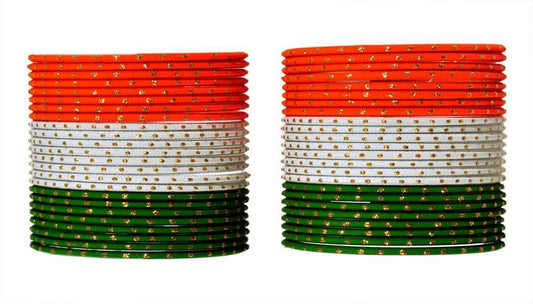 T4 Jewels Dotted Tricolor Bangle Set (Pack Of 48)