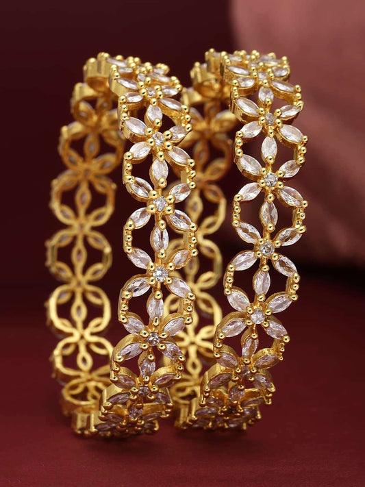 TAHINI Gold Plated American Diamond Bangles