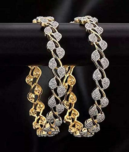 T4 Jewels Gold Plated American Diamond Bangles (AD001)