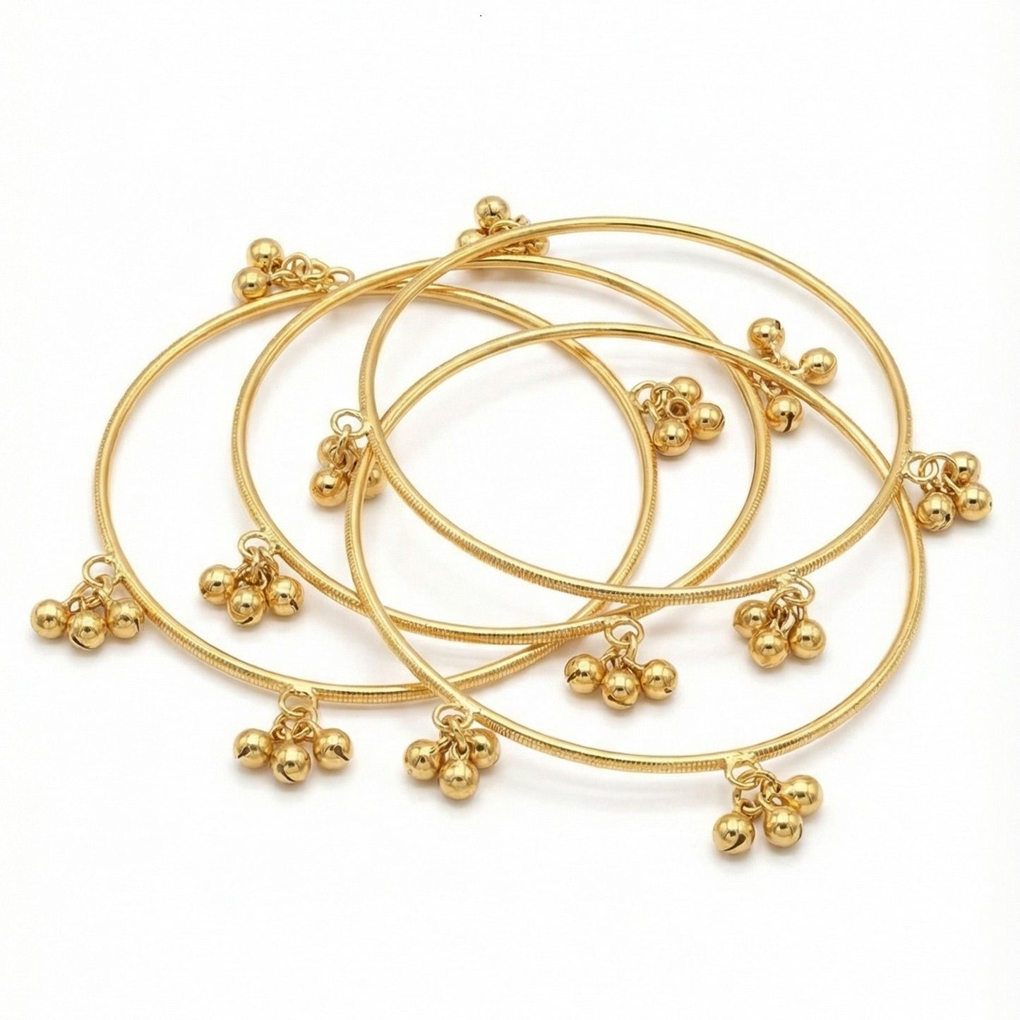 Radiant Gold-Finished Ghungroo Charm Bangles for Festive Wear