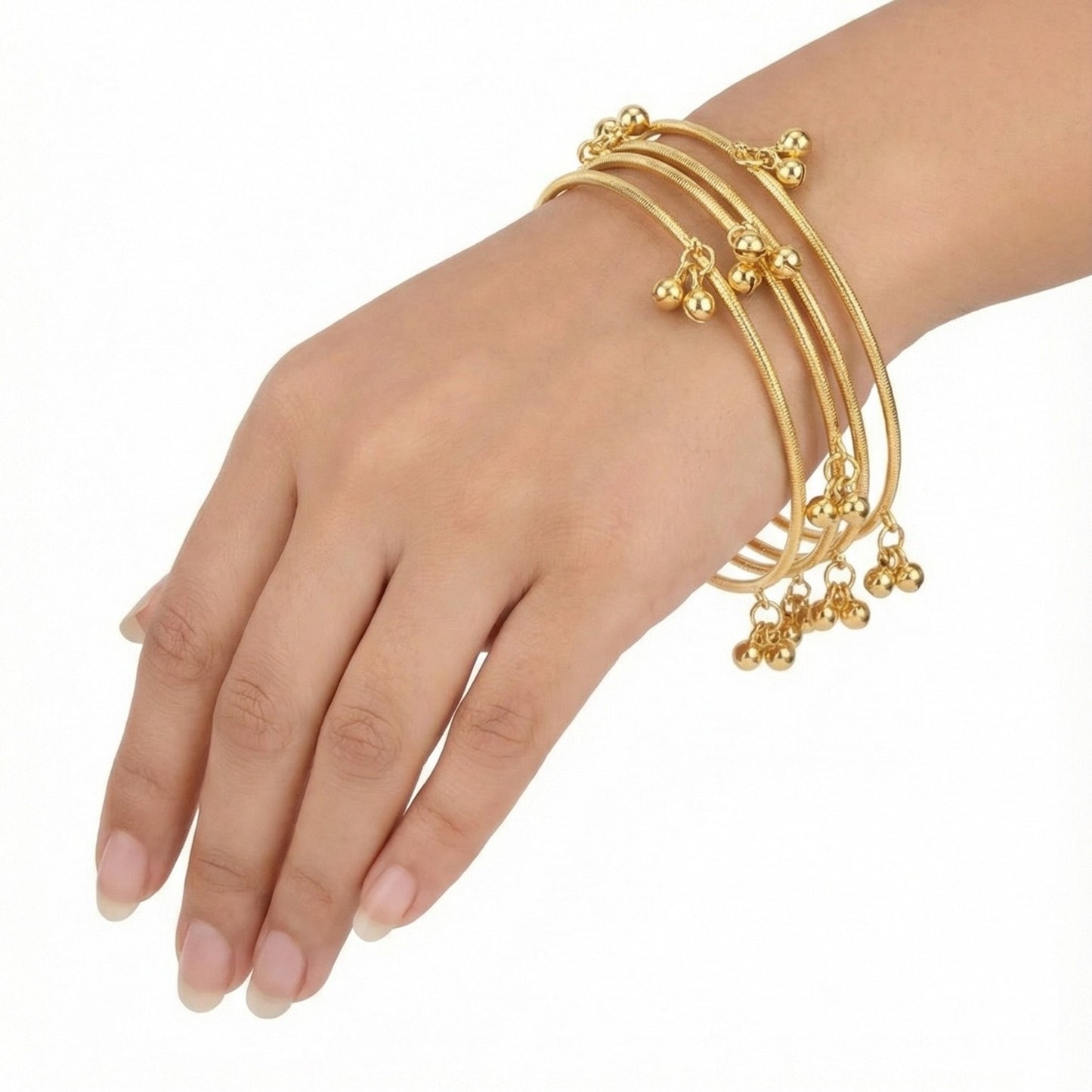 Radiant Gold-Finished Ghungroo Charm Bangles for Festive Wear