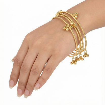 Radiant Gold-Finished Ghungroo Charm Bangles for Festive Wear