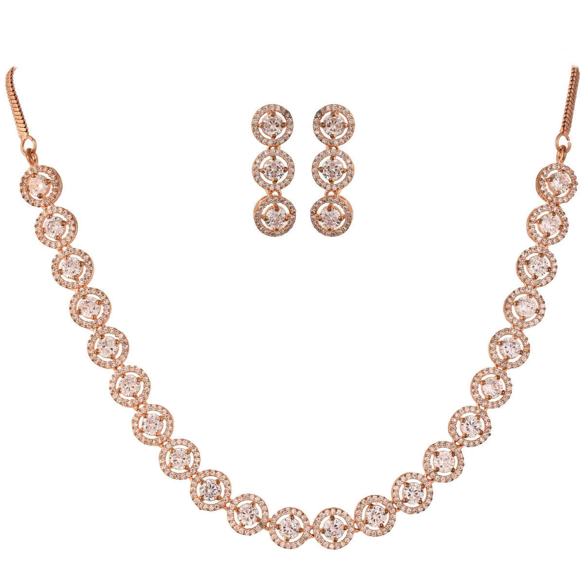 Be the Center of Attention with this Handcrafted CZ Necklace Set T4 Jewels