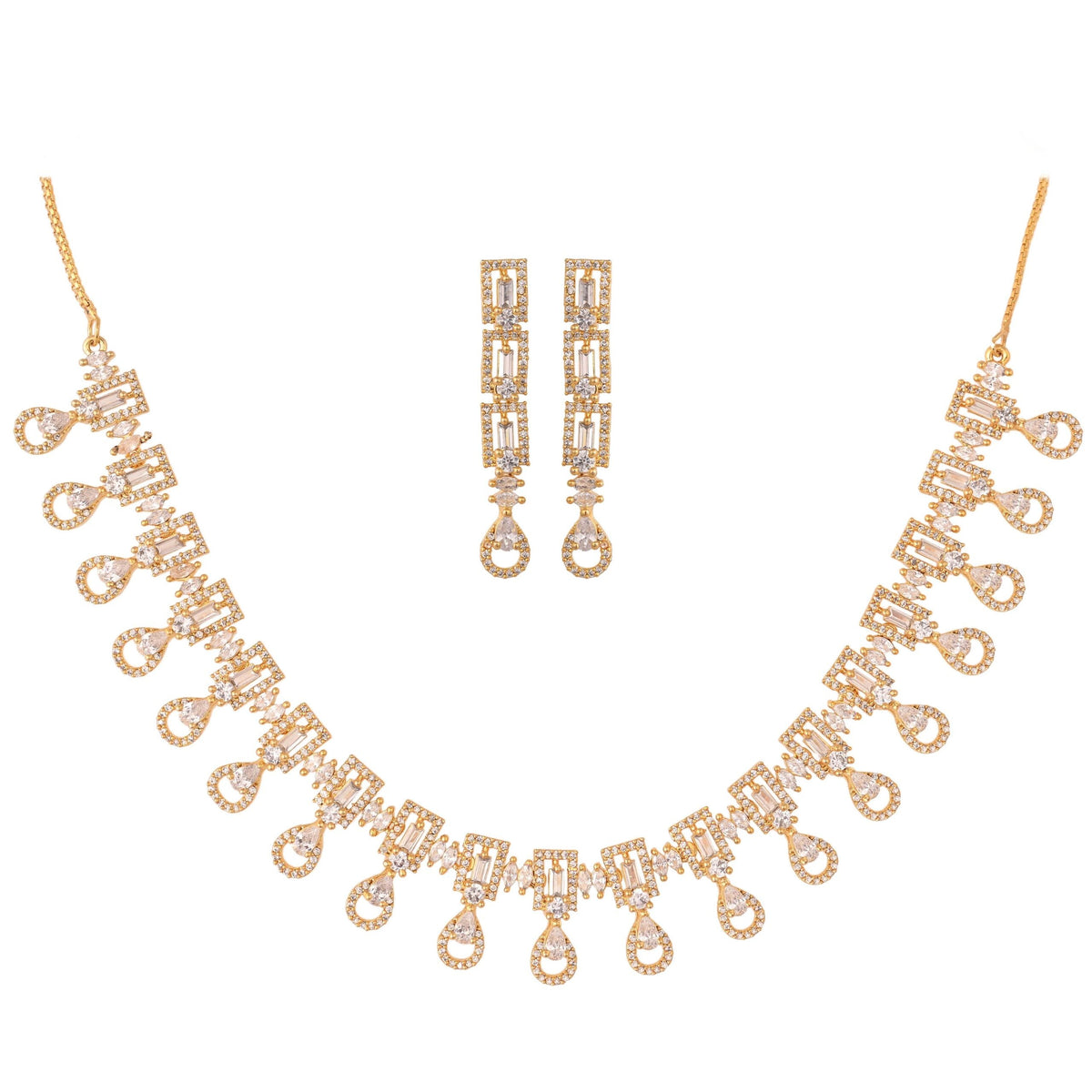 Exotic CZ Necklace Set: Delicate and Stylish Jewelry for Women T4 Jewels
