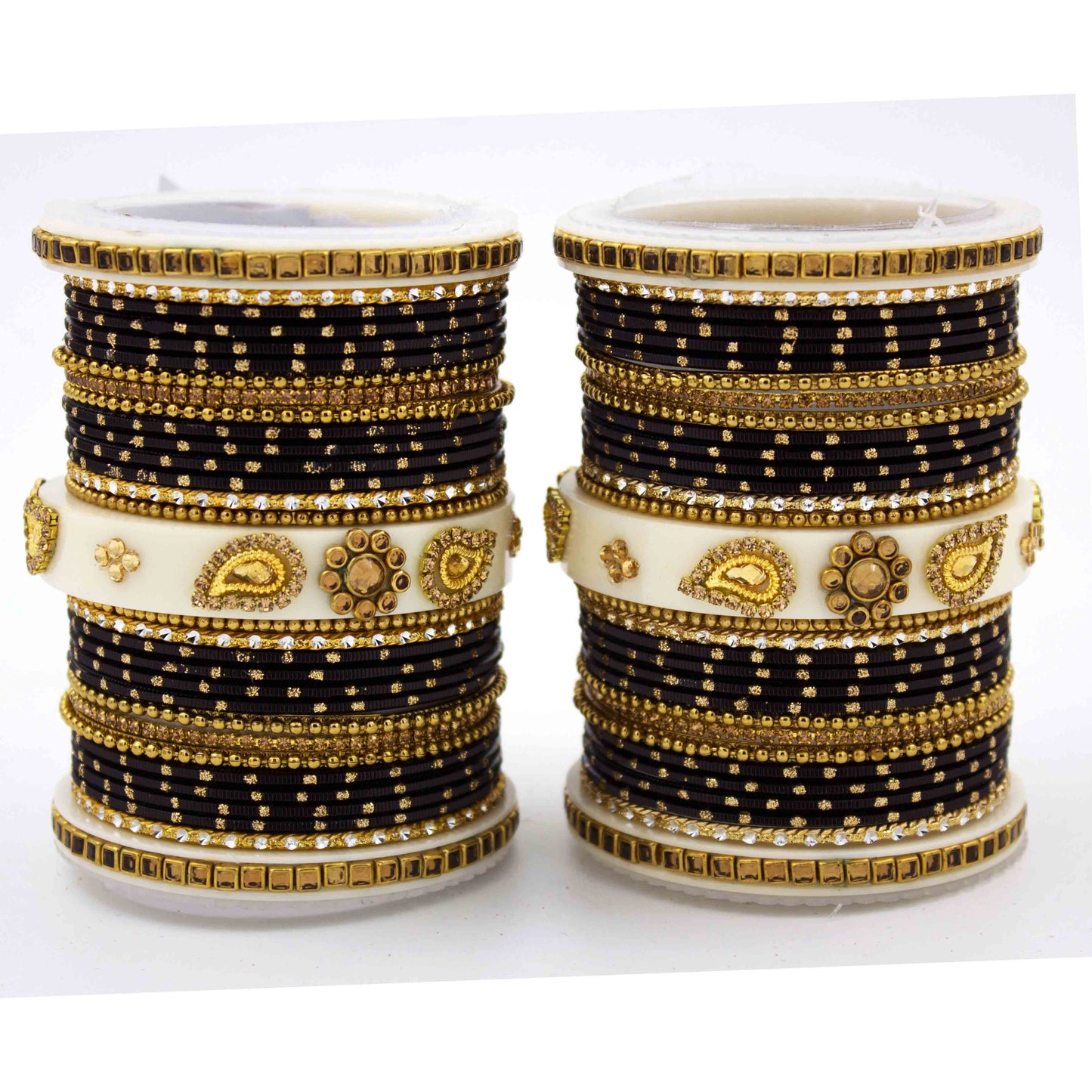 Traditonal Bridal Bangle set with golden dotted design