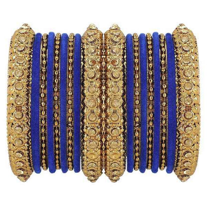 T4 Jewels Golden Color Bangles With Velvet Bangles - 2NO. Pink Pack Of 2 All Bangle Sets T4 Jewels