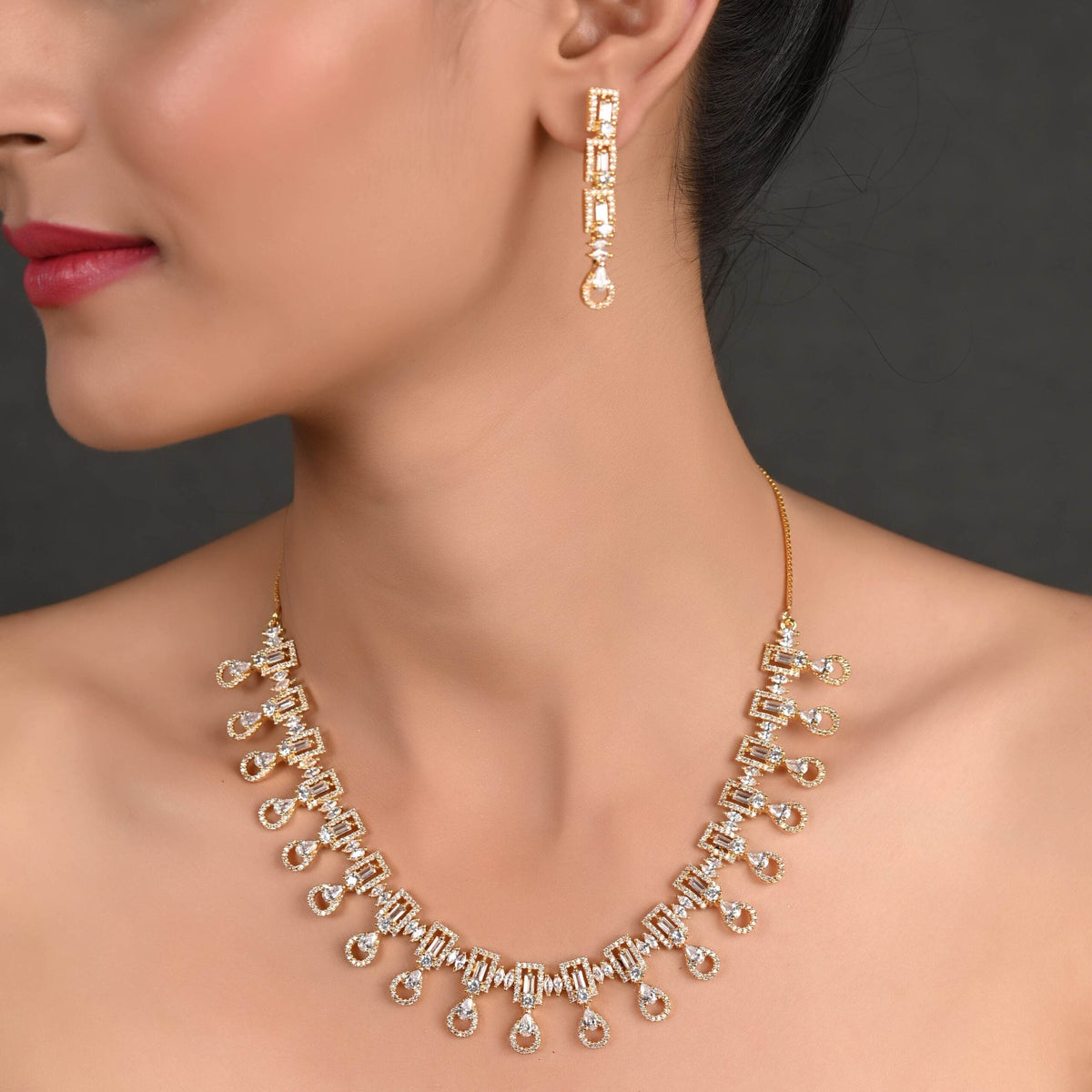 Exotic CZ Necklace Set: Delicate and Stylish Jewelry for Women T4 Jewels