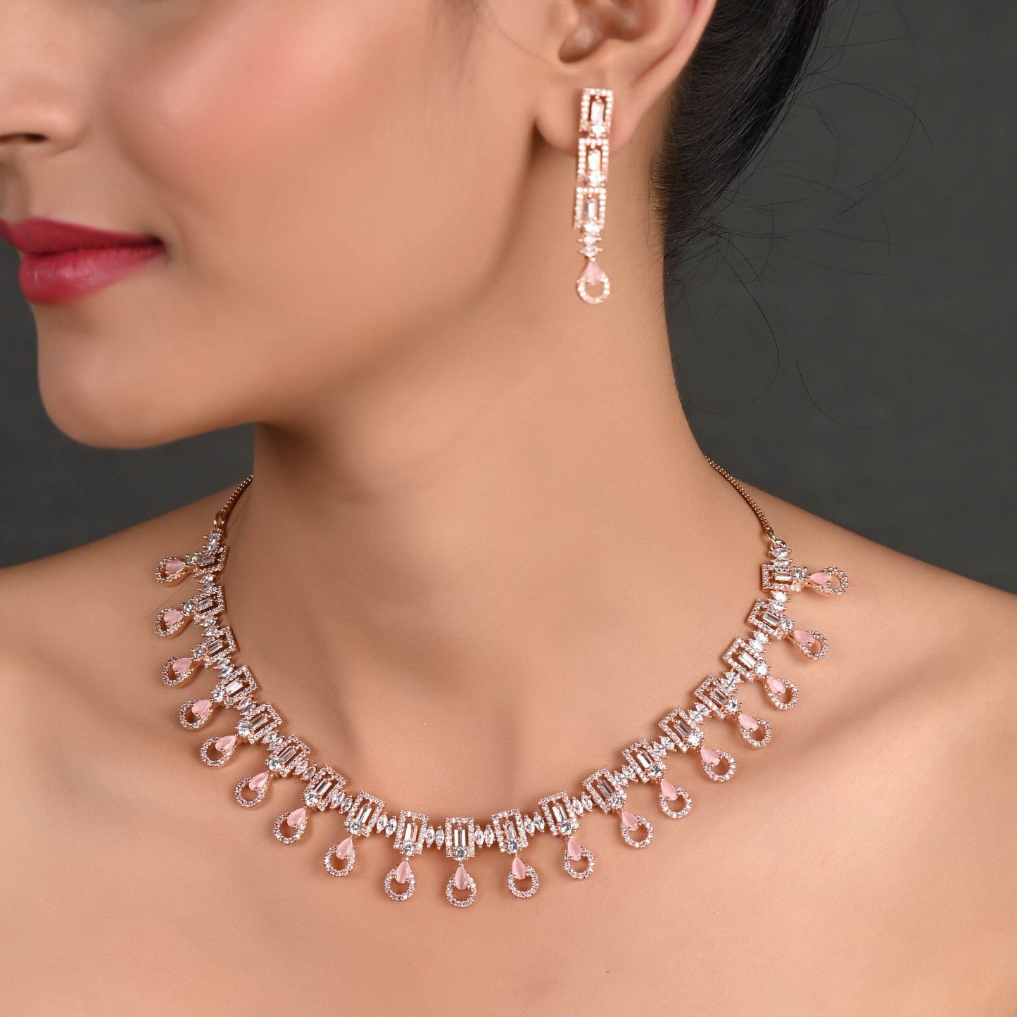 Splendid CZ Necklace Set: Refined and Beautiful Jewelry for Women T4 Jewels