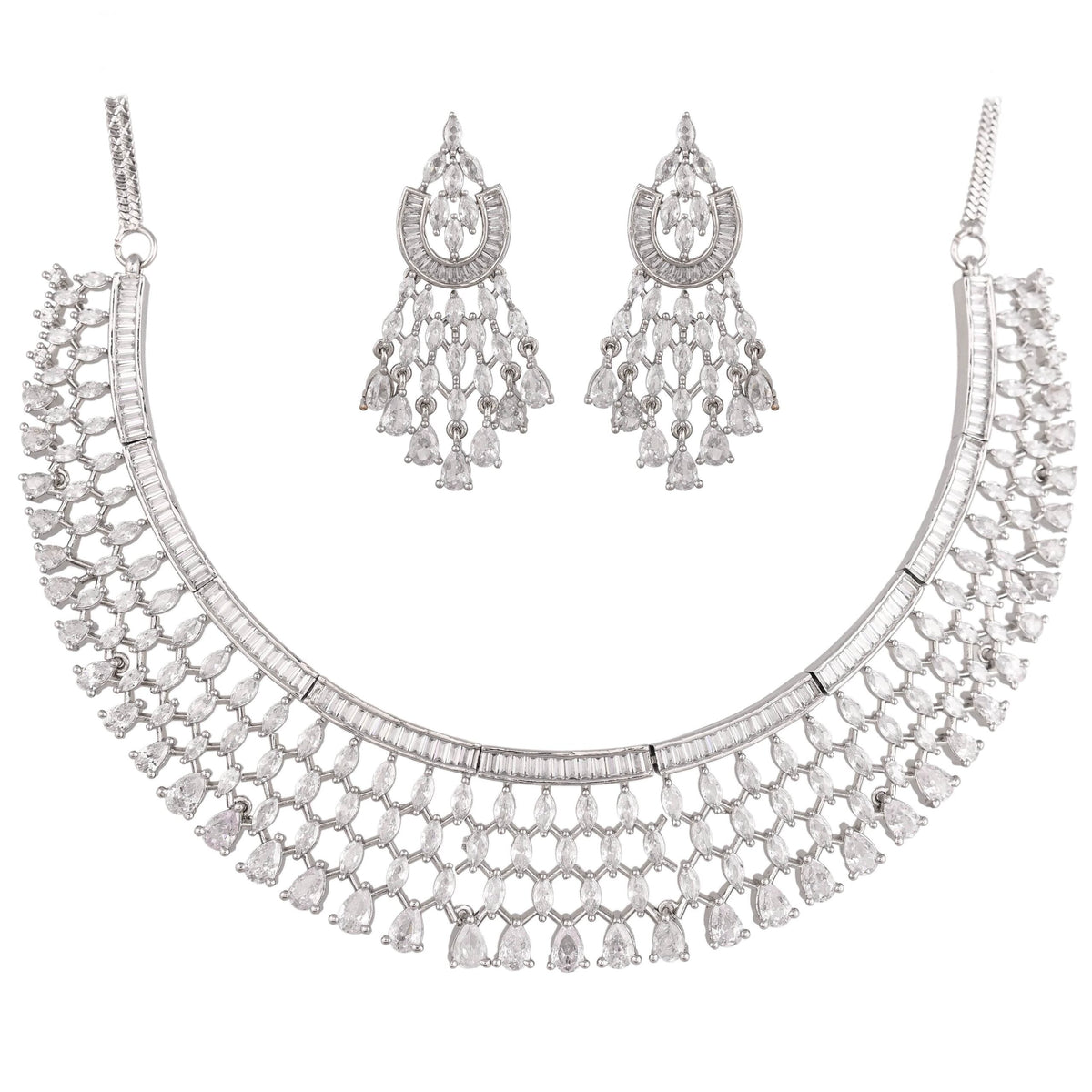 Dazzle in Style: CZ Necklace Set with Handcrafted Perfection T4 Jewels