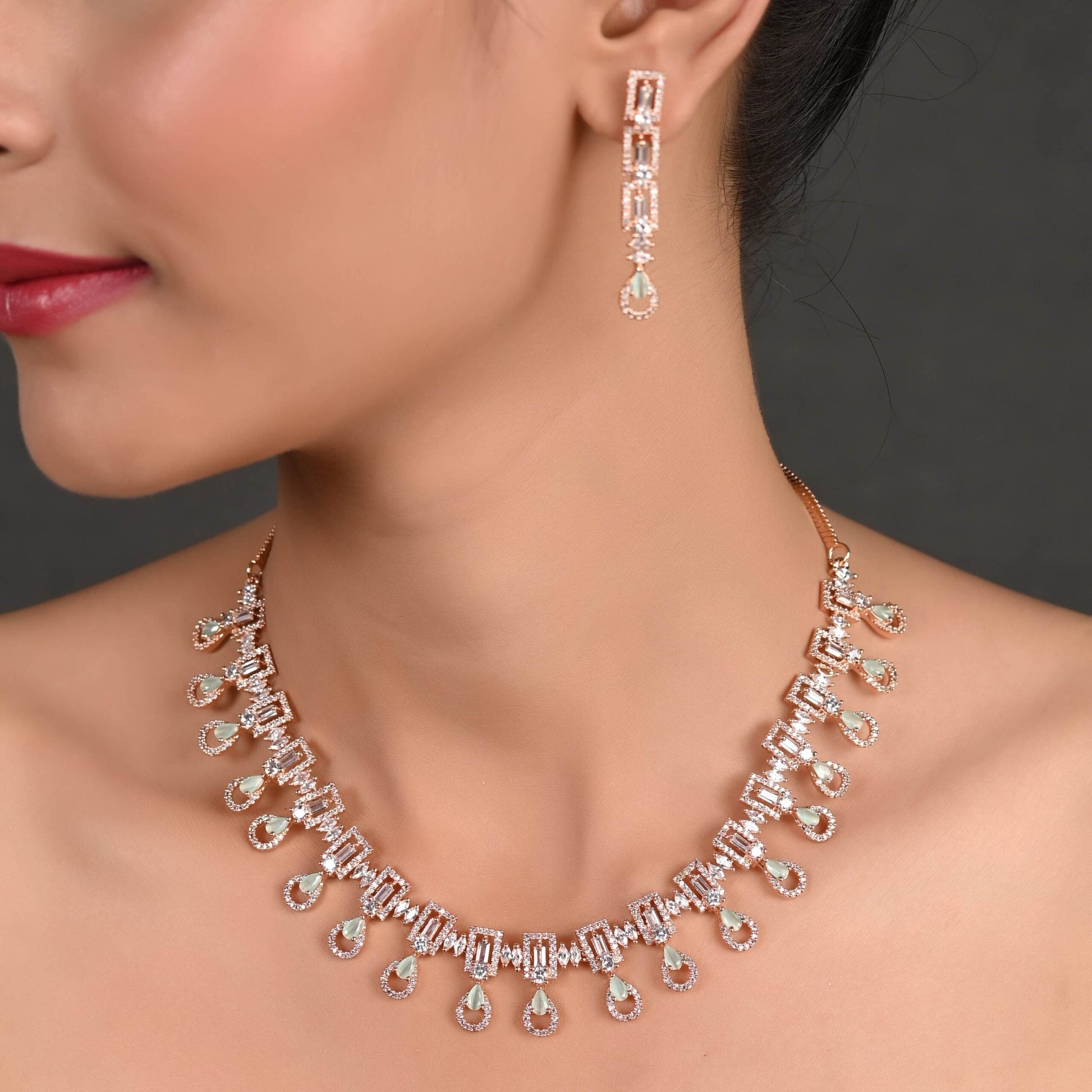 Elegant and Timeless: Handcrafted CZ Necklace Set for the Modern Woman T4 Jewels