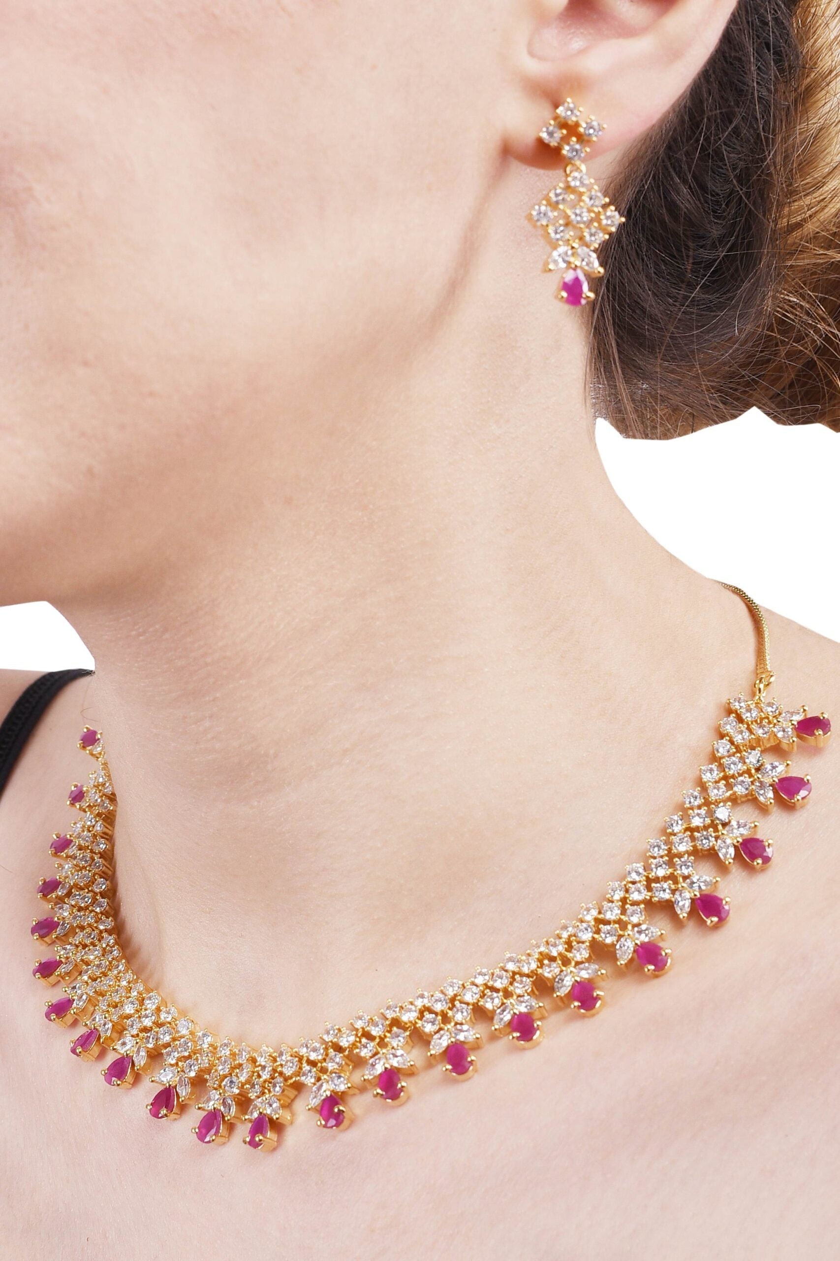 Handcrafted CZ Necklace Set: Unique and Beautiful Jewelry for Women T4 Jewels