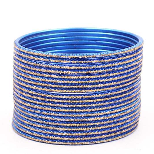 Set of 24 Shining Bangles with Golden Glitter Layering by T4 Jewels
