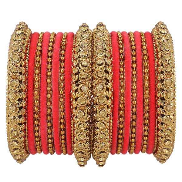 T4 Jewels Golden Color Bangles With Velvet Bangles - 2NO. Blue Pack Of 2 All Bangle Sets T4 Jewels