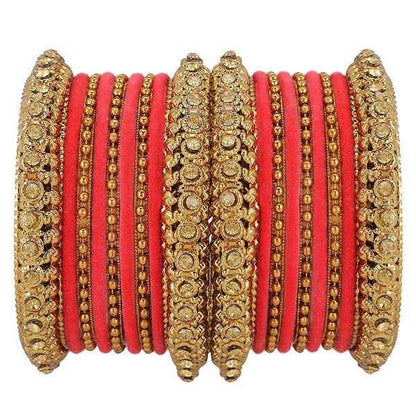 T4 Jewels Golden Color Bangles With Velvet Bangles - 2NO. Blue Pack Of 2 All Bangle Sets T4 Jewels
