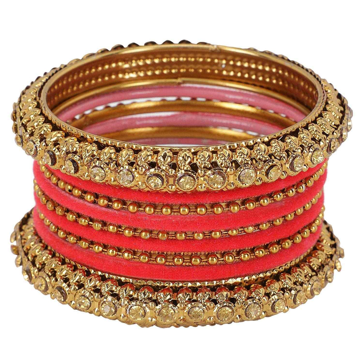 T4 Jewels Golden Color Bangles With Velvet Bangles - 2NO. Blue Pack Of 1 All Bangle Sets T4 Jewels
