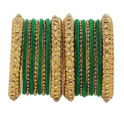 T4 Jewels Golden Color Bangles With Velvet Bangles - 2NO. Morpankh Pack Of 2 All Bangle Sets T4 Jewels
