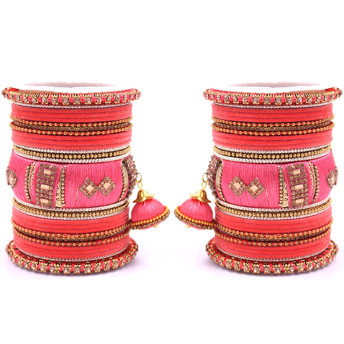 Bridal Set of 2 Silk Thread Bangle Set With Jhumki