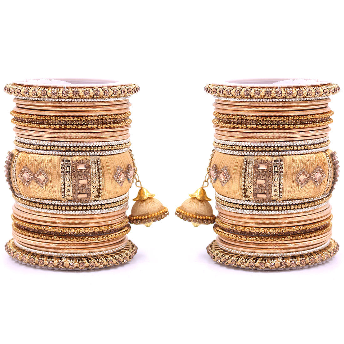 Bridal Set of 2 Silk Thread Bangle Set With Jhumki