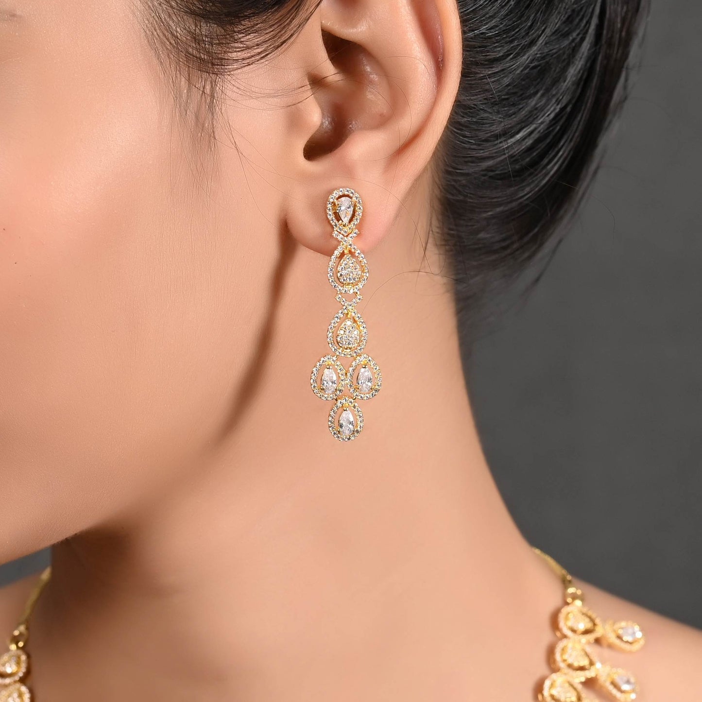 Shimmering Splendor: Handcrafted CZ Necklace Set for Women T4 Jewels
