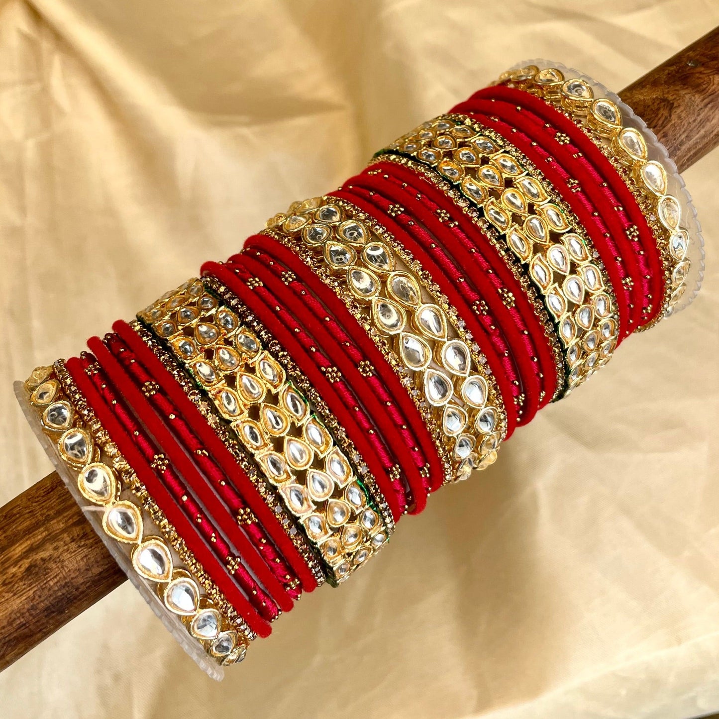 Rich Texture bangle set with Silk thread Bangles and Kundan Kada by T4 Jewels