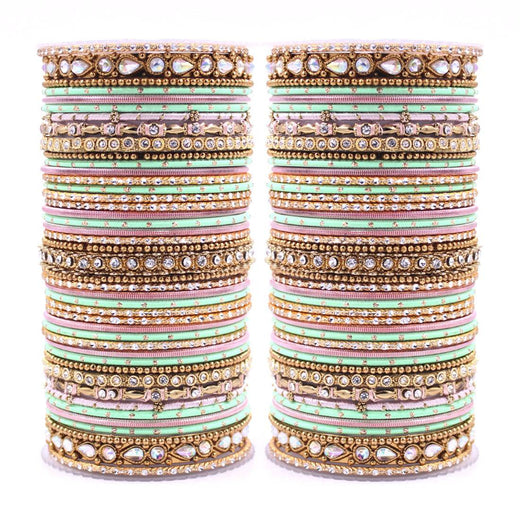 Intricate Dual Colour Pastel Bridal Bangle set