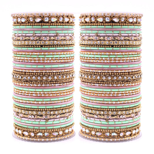 Intricate Dual Colour Pastel Bridal Bangle set