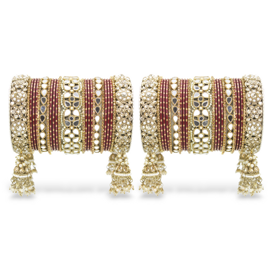 Mirror Style Bangle set with Jhumki for two hands by T4 Jewels