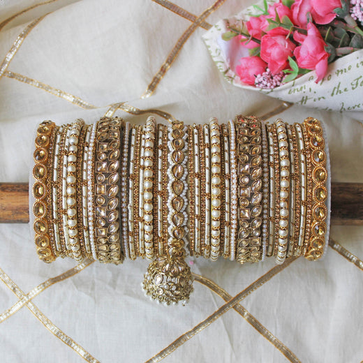 Traditional Ranisa Bangle Set with Kundan Jhumki by T4 Jewels