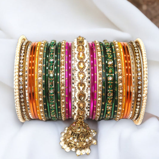 Bridal Jhumki Style Bangle set for two hands by T4 Jewels