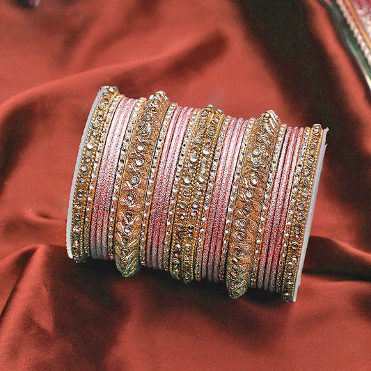 Traditional Colored Kundan Work Bangle Set For Two Hands