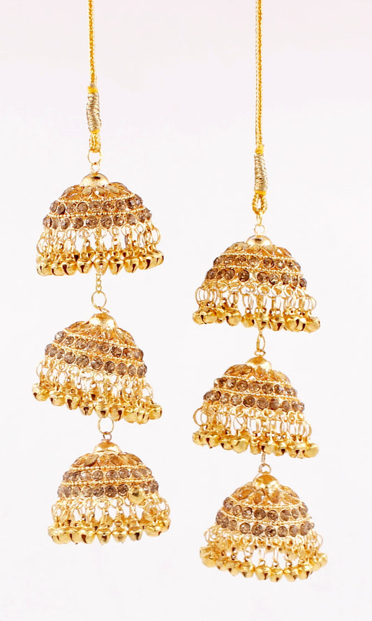 Traditional Golden Stone Three-Tier Kaleere by T4 Jewels