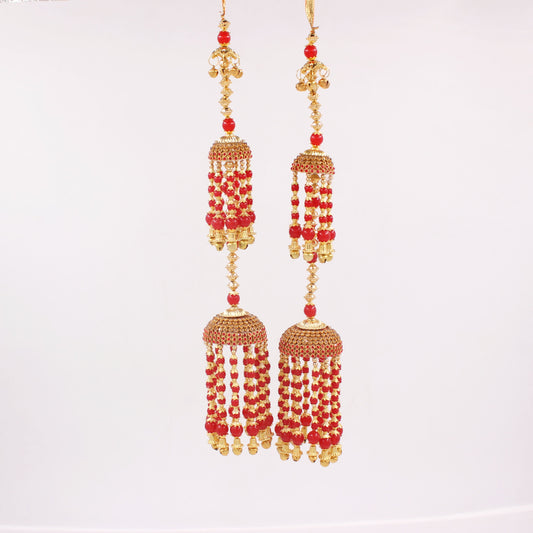 Classic Jhumar Style Kaleere in Red and White by T4 Jewels