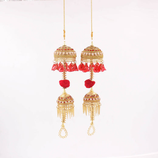 Traditional Two-Tier Jhumar Kaleere with Red Rose Fallings by T4 Jewels