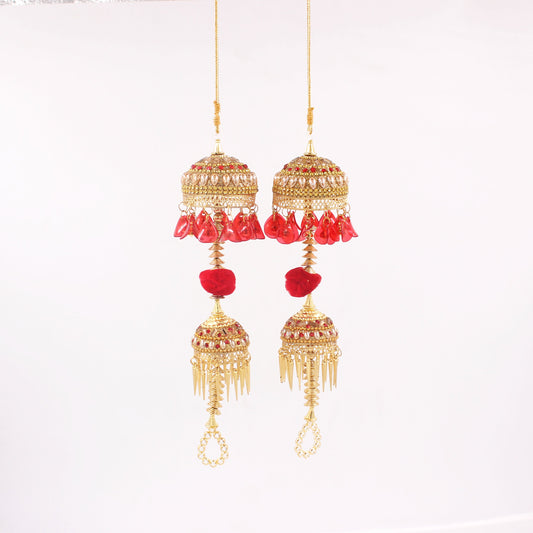 Traditional Two-Tier Jhumar Kaleere with Red Rose Fallings by T4 Jewels