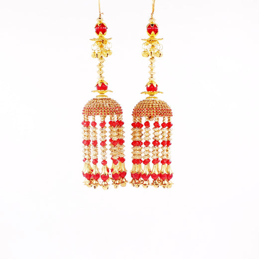 Traditional Red and Golden Jhumar Kaleere by T4 Jewels